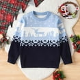 thumbnail image 1 of Bnwani Christmas Childs Sweater Boys Fashion Knitted Cotton Pullover Crew Neck Long Sleeve Outerwear Warm Casual Printed Sweater Blue, 1 of 6