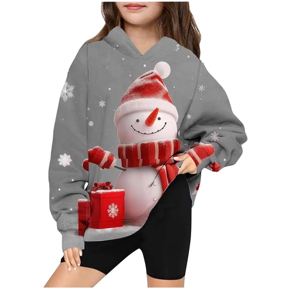 Bnwani Christmas Toddler Crew Neck Sweatshirts Boys Long Sleeve Casual Print Pocket Gray Size 3-4t