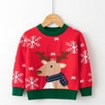 thumbnail image 1 of Bnwani Christmas Kids Sweaters Girls Winter Knitted Cotton Crew Neck Sweater Red, 1 of 6