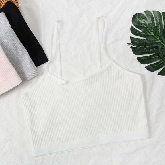 Bnwani Cotton Bras for Girls Training Seamless Comfortable Adolescence Camisole Solid Bra Pink Size 12-13 Years