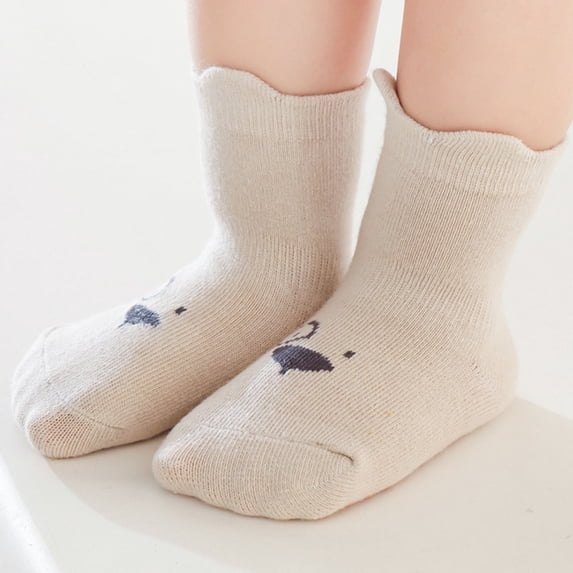 Bnwani Cotton Socks for Boys Warm Floor Solid Color Indoor Non-Slip Cute Socks Yellow 3-5t