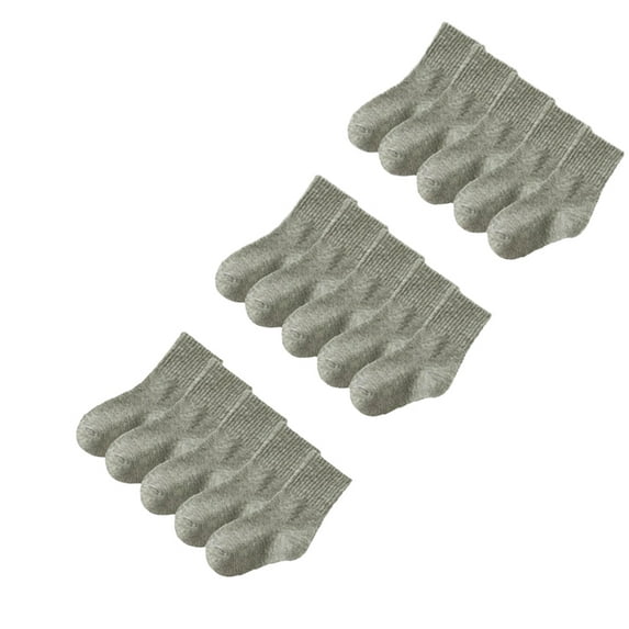 Bnwani Cotton Socks for Girls Crew Solid Color Sports Sweat Absorbing Socks Gray 3-5t