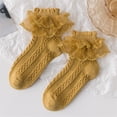 thumbnail image 1 of Bnwani Cotton Socks for Girls Winter Spring Cotton Dance Thick Solid Color Lace Floral Socks Yellow 4-5t, 1 of 3