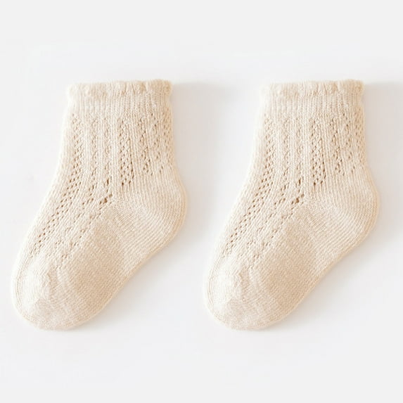 Bnwani Cotton Socks for Toddler Girls Crew Solid Color Breathable Cute Lace Floral Socks Yellow