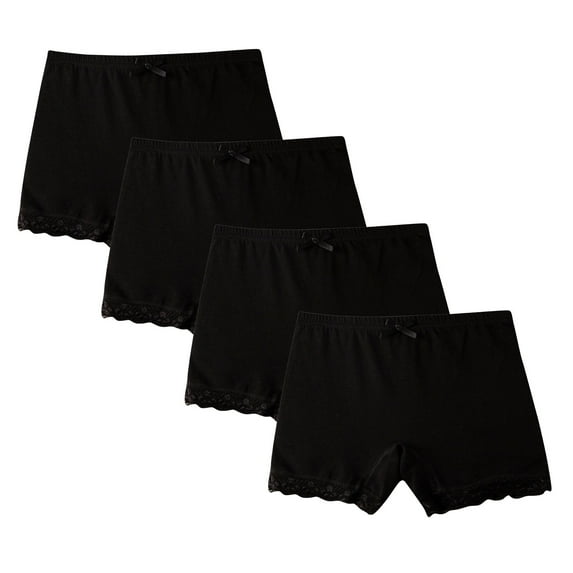 Bnwani Cotton Underwear for Girls Solid Boxers Bottom Solid Lace Panties 4-Pack