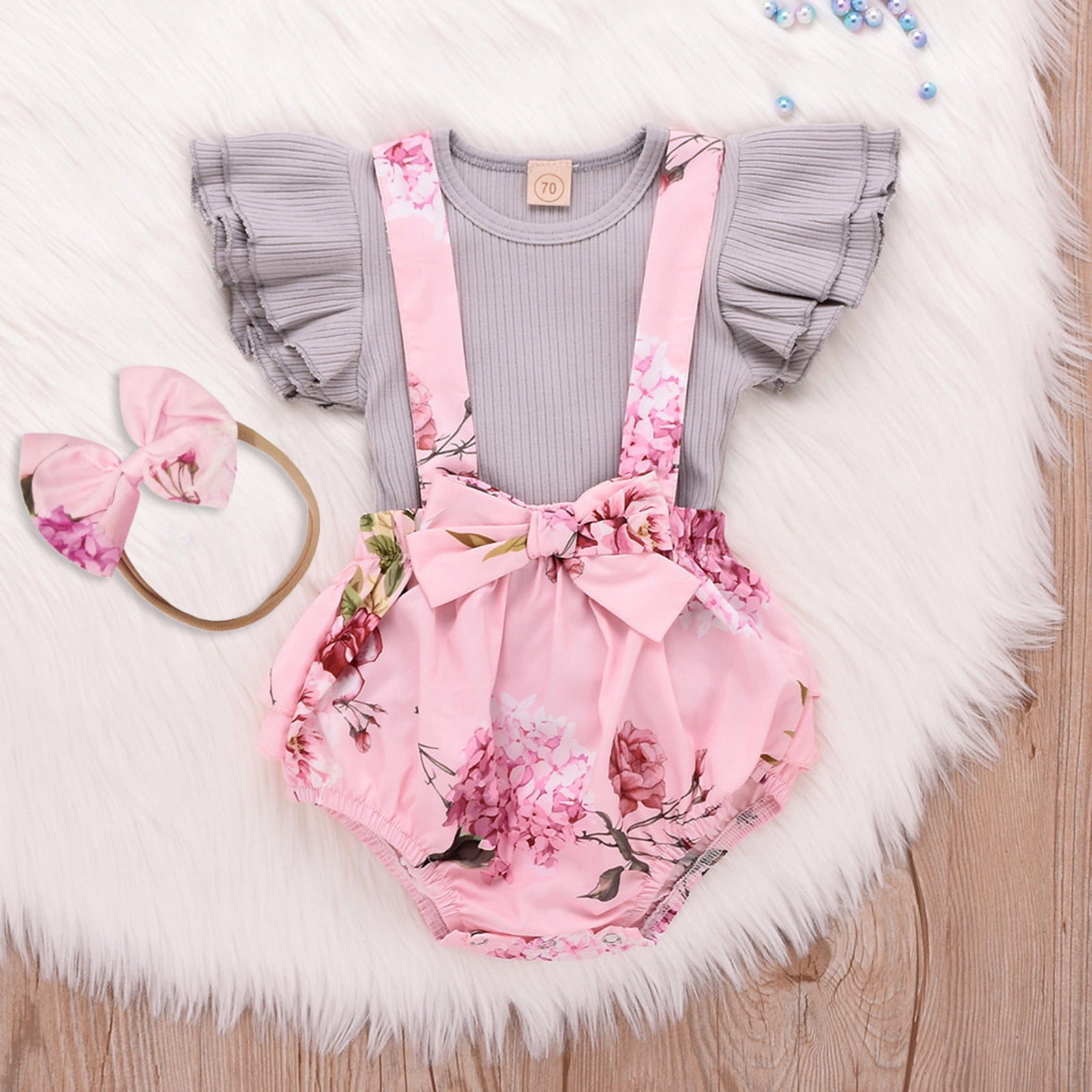 Ribbed Rose Baby Jumpsuit main image 0