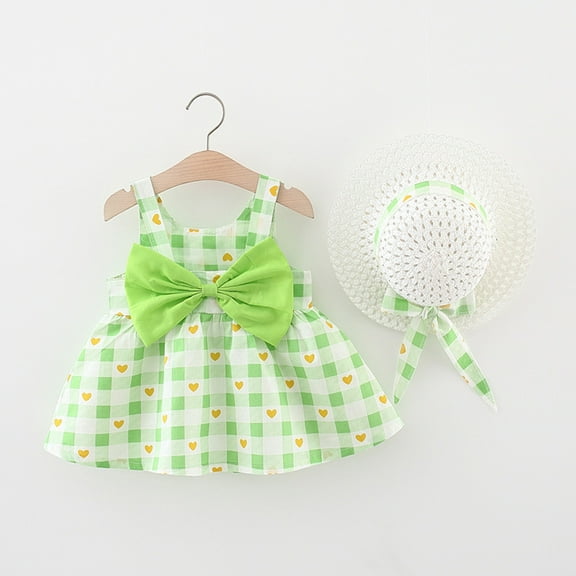 Bnwani Cute Spring Dresses Toddler Baby Summer Bow Print Suspender Skirt Girl Bowknot Dresses 2-3 T