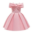 thumbnail image 1 of Bnwani Dresses for Girls Toddler Girl Short Sleeve Sun Dress Solid Bow Dresses Party Pink Dresses 9-10 T（9-10T）, 1 of 8