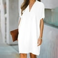 thumbnail image 1 of Bnwani Dresses for Women,Womens Dresses,V-Neck,Flare,Short Sleeve,Solid,White,L, 1 of 5