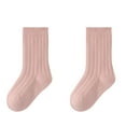 thumbnail image 1 of Bnwani Fashion Cotton Cotton Socks Girls Crew Solid Color Socks Pink, 1 of 2