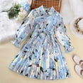 thumbnail image 1 of Bnwani Flowy Skirts for Girl Kids Long-sleeved A-line Flowers Dresses Casual Blue Dresses 10T, 1 of 5