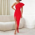 thumbnail image 1 of Bnwani Formal Dresses for Women,Summer Dresses,Slit,One Shoulder,Ruffle,Solid,Red,S, 1 of 9