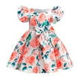 thumbnail image 1 of Bnwani Girl Dress, A Line Floral Ruffle Sleeve Boho Flower Girl Dress Red 8 T, 1 of 8