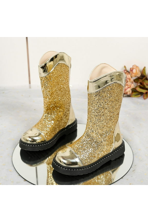 Girls Boots PU Leather Sequined Bow Boots 3-11 Years