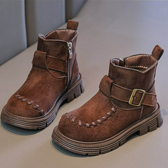 Bnwani Girls Boots Short PU Leather British Boots 3-9 Years