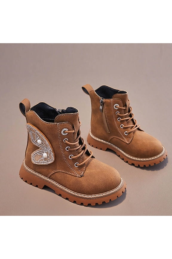 Girls Boots Short PU Leather British Boots