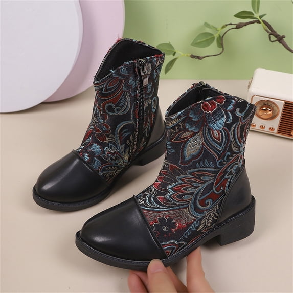 Bnwani Girls Boots Short PU Leather Soft-Soled British Boots 4-11 Years