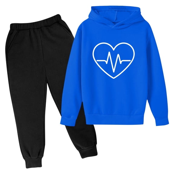 Bnwani Girls Boys 2 Piece Sets Hoodies Long Sleeve Hearts Print Sweatshirts and Elastic Waist Pants