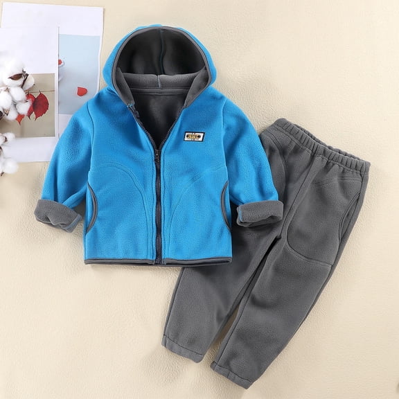 Bnwani Girls Boys 2 Piece Sets Hoodies Long Sleeve Thick Print Coat and Pants