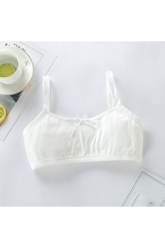 Girls Cotton Bras Comfortable Breathable Thin Puberty Camisole Solid Bra Multicolor