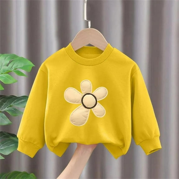 Bnwani Girls Crewneck Sweatshirt Cotton Crew Neck Long Sleeve Fall Base Sweatshirt Tie-Dye Floral Printed Tops Pullover