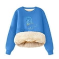 thumbnail image 1 of Bnwani Girls Crewneck Sweatshirt Long Sleeve Lamb Wool Thick Sweatshirt Printed Pullover, 1 of 2