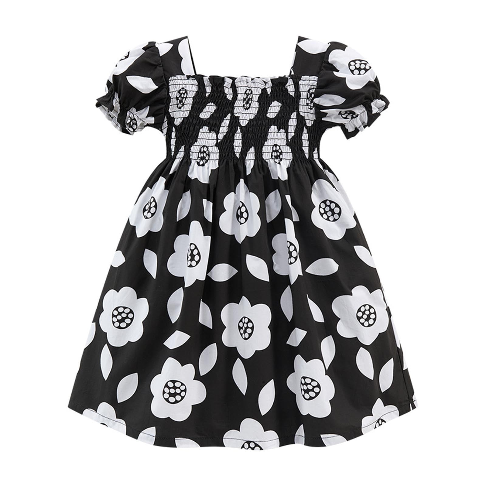 Bnwani Girls Dresses Kid Girls Short Sleeve Sun Dress Flowers Dresses ...
