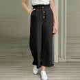 thumbnail image 1 of Bnwani Girls Flare Pants Wide Leg Pants Elastic Waist Button Casual Loose Pants with Pockets Black, 1 of 8