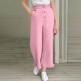 thumbnail image 1 of Bnwani Girls Flare Pants Wide Leg Pants Elastic Waist Button Casual Loose Pants with Pockets Hot Pink, 1 of 8