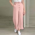 thumbnail image 1 of Bnwani Girls Flare Pants Wide Leg Pants Elastic Waist Button Casual Loose Pants with Pockets Pink, 1 of 8