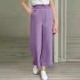 thumbnail image 1 of Bnwani Girls Flare Pants Wide Leg Pants Elastic Waist Button Casual Loose Pants with Pockets Purple, 1 of 8