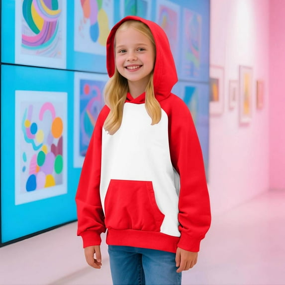 Bnwani Girls Hoodies Crew Neck Long Sleeve Pockets Thin Sweatshirt Plain Color Block Graphic Tops Pullover
