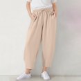 thumbnail image 1 of Bnwani Girls Pants Harem Pants Solid Color Elastic Waist Casual Loose Pants with Pockets Khaki, 1 of 8