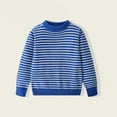 thumbnail image 1 of Bnwani Girls Pullover Sweater New Winter Knitted Cotton Crew Neck Warm Striped Sweater Blue, 1 of 3