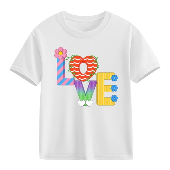 Bnwani Girls Shirts Comfortable Breathable Shirts for Boys Printed Tee White Sizes 3-9