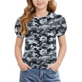thumbnail image 1 of Bnwani Girls Shirts Comfortable Summer Shirt Breathable Short Sleeve Tops Gray Sizes 4-15, 1 of 8