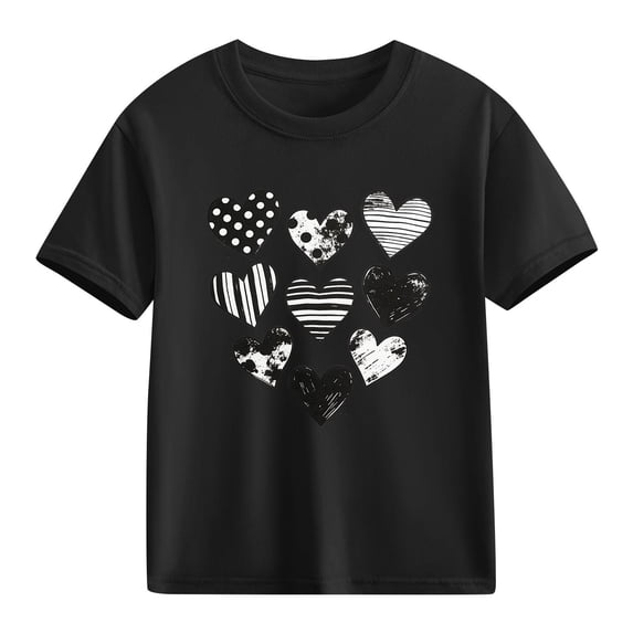 Bnwani Girls Shirts Crew Neck Fashion Shirts for Boys Short Sleeve Tee Black Sizes 3-9