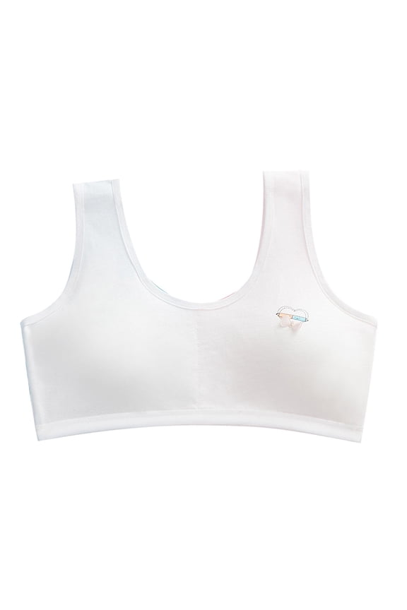 Girls Sports Bras Comfortable Breathable Thin Puberty Camisole Solid Bra Yellow Size 13-15 Years