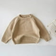 thumbnail image 1 of Bnwani Girls Sweater Fashion Knitted Cotton Crew Neck Long Sleeve Warm Solid Cute Sweater Beige, 1 of 4