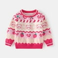 thumbnail image 1 of Bnwani Girls Sweater New Fall Winter Knitted Cotton Pullover Crew Neck Casual Strawberry Bear Sweater Pink, 1 of 9