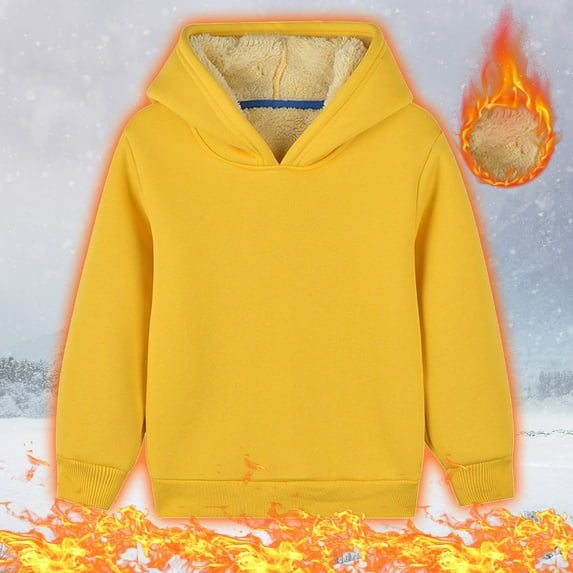 Bnwani Girls Sweatshirt Fashion Crew Neck Long Sleeve Fleece Warm Cotton Casual Sportswear Cute Solid Yellow Size 5t