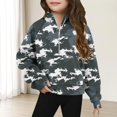 thumbnail image 1 of Bnwani Girls Sweatshirt Zip Mock Neck Long Sleeve Half Zip Crop Fleece Sweatshirt Camouflage Pullover, 1 of 5