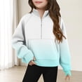 thumbnail image 1 of Bnwani Girls Sweatshirt Zip Mock Neck Long Sleeve Half Zip Crop Fleece Sweatshirt Gradient Pullover, 1 of 5