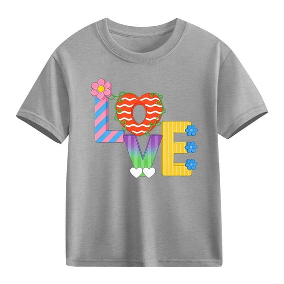 Bnwani Girls T Shirts Short Sleeve Comfortable Boys Shirts Breathable Tee Gray Sizes 3-9