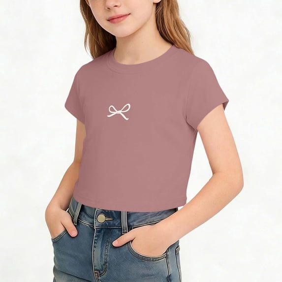 Bnwani Girls T-shirts Breathable Short Sleeve Shirt Printed Casual Tops Pink Sizes 2-12