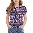 thumbnail image 1 of Bnwani Girls T-shirts Casual Crew Neck Shirt Comfortable Summer Tops Purple Sizes 4-15, 1 of 8