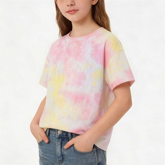 Bnwani Girls T-shirts Comfortable Summer Shirt Breathable Short Sleeve Tops Yellow Sizes 2-10