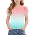 thumbnail image 1 of Bnwani Girls T-shirts Short Sleeve Printed Shirt Casual Crew Neck Tops Mint Green Sizes 4-15, 1 of 8