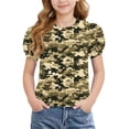 thumbnail image 1 of Bnwani Girls T-shirts Summer Breathable Shirt Short Sleeve Printed Tops Army Green Sizes 4-15, 1 of 8
