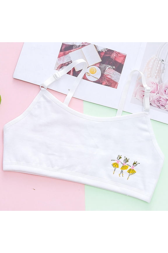 Girls Training Bras Comfortable Breathable Thin Puberty Camisole Solid Bra Yellow